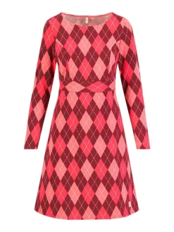 Kleid in Bordeaux/ Rosa