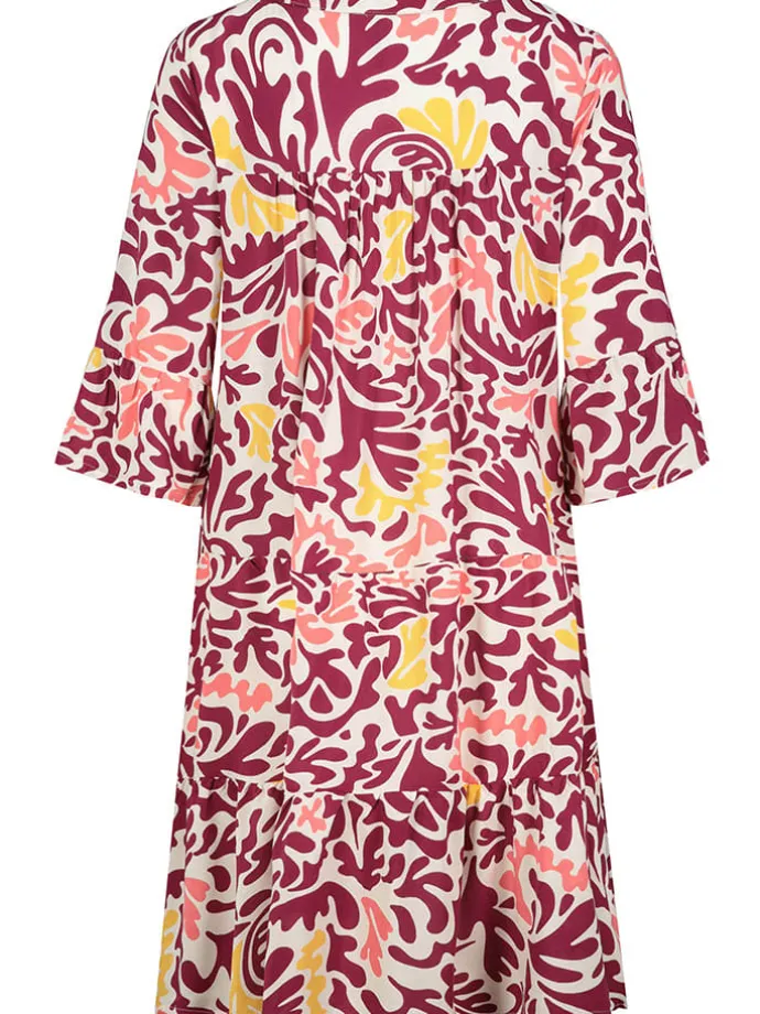 Kleid in Bordeaux/ Weiß