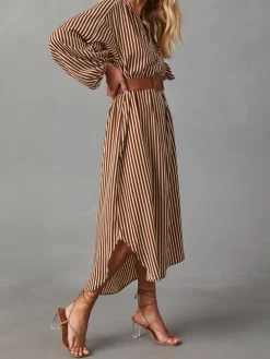 Kleid in Braun/ Creme