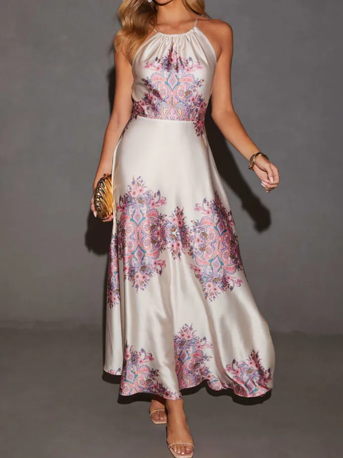 Kleid in Creme/ Lila
