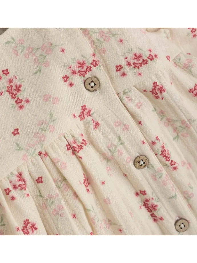 Kleid in Creme/ Pink