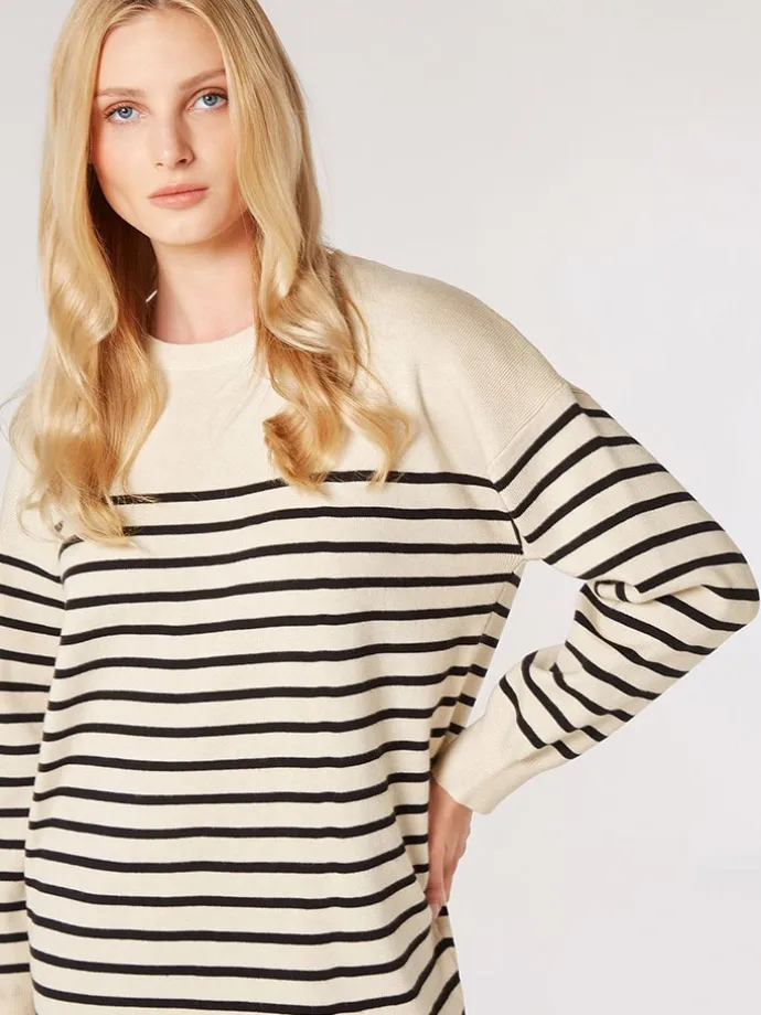 Kleid in Creme/ Schwarz