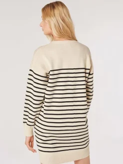 Kleid in Creme/ Schwarz