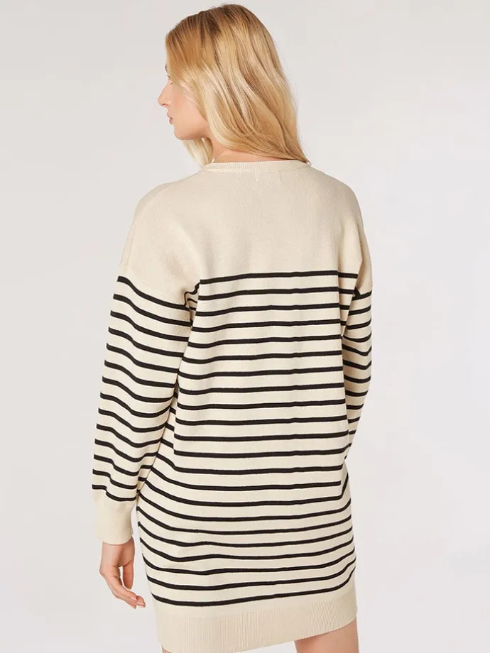 Kleid in Creme/ Schwarz