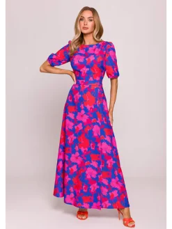 Kleid in Dunkelblau/ Pink