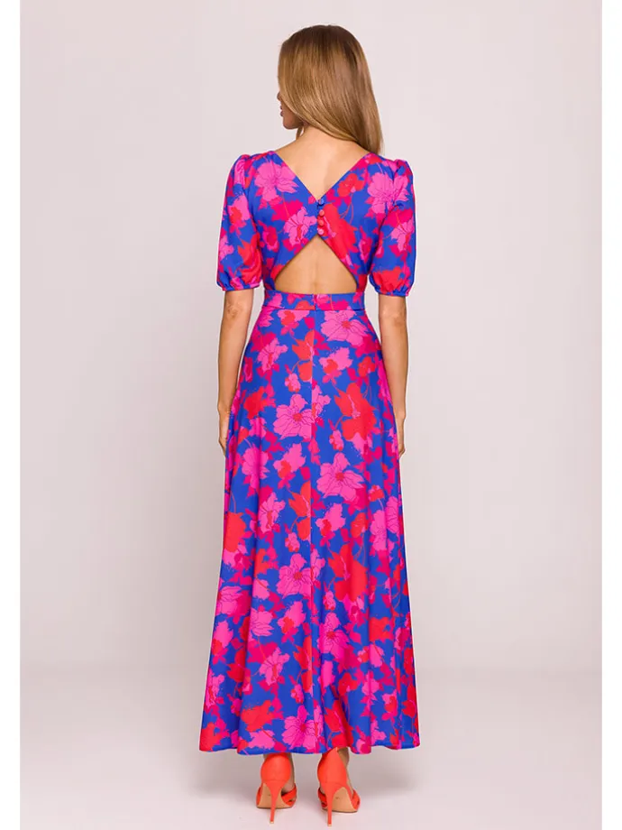 Kleid in Dunkelblau/ Pink