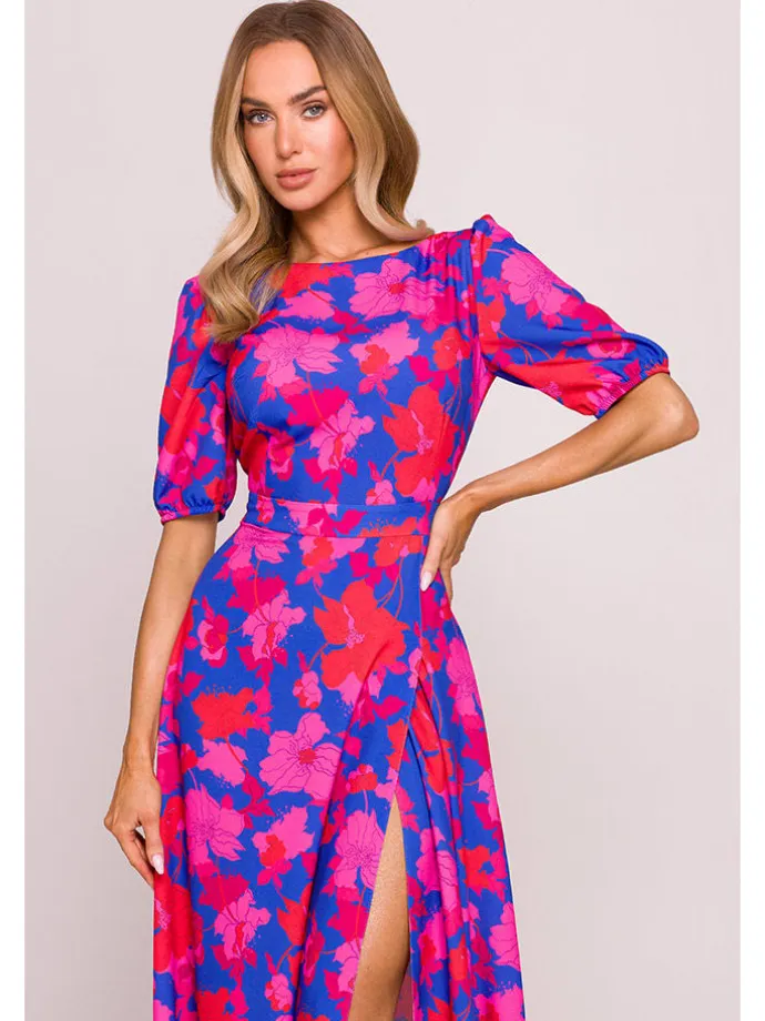 Kleid in Dunkelblau/ Pink