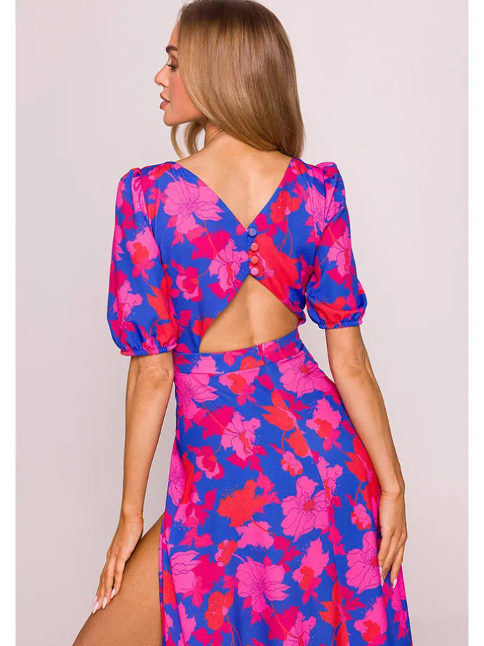 Kleid in Dunkelblau/ Pink