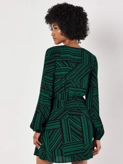 Kleid in Grün/ Schwarz