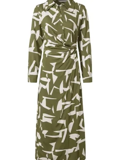 Kleid in Oliv/ Weiß