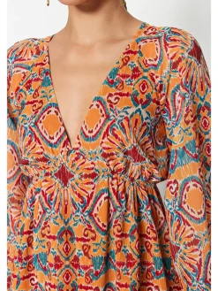 Kleid in Orange/ Blau