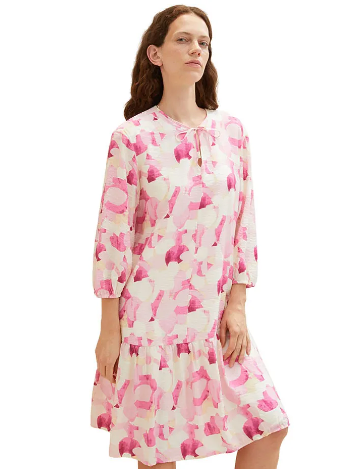 Kleid in Pink/ Creme