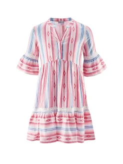 Kleid in Rosa/ Weiß/ Blau