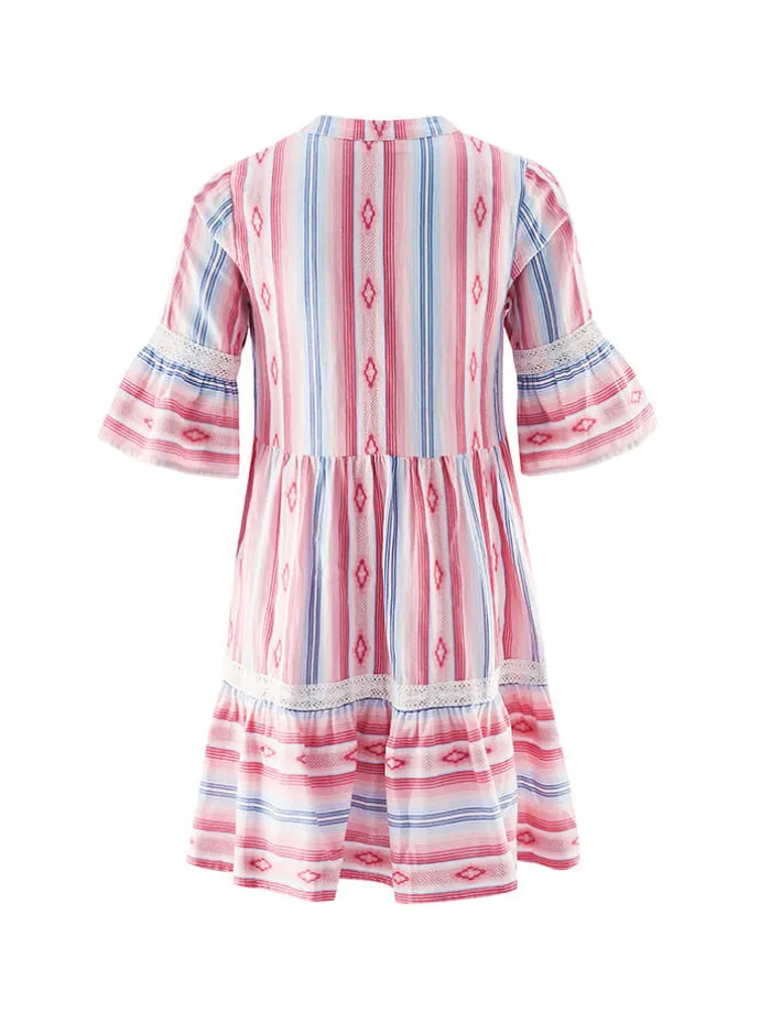 Kleid in Rosa/ Weiß/ Blau