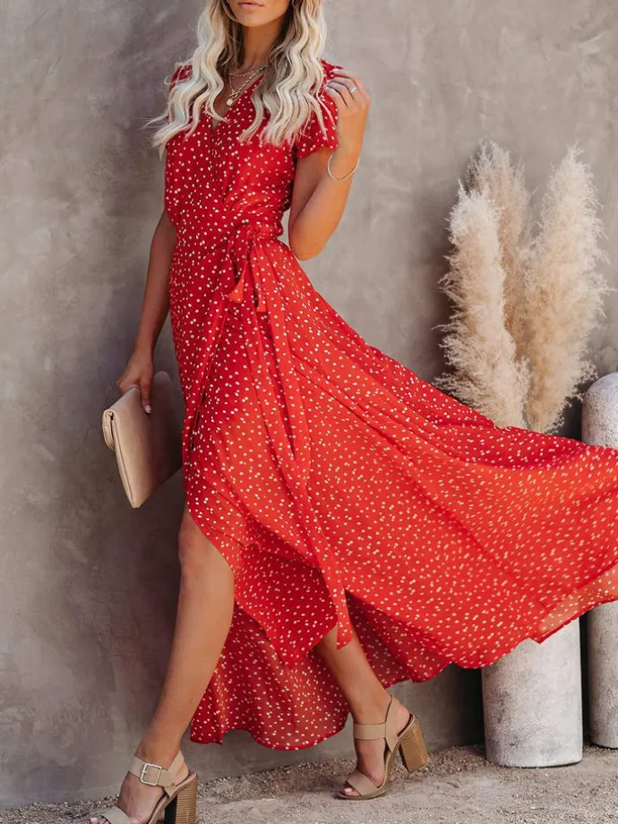 Kleid in Rot/ Weiß
