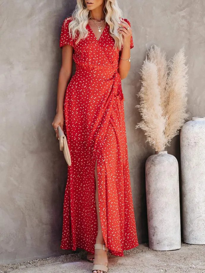 Kleid in Rot/ Weiß