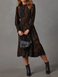 Kleid in Schwarz/ Braun