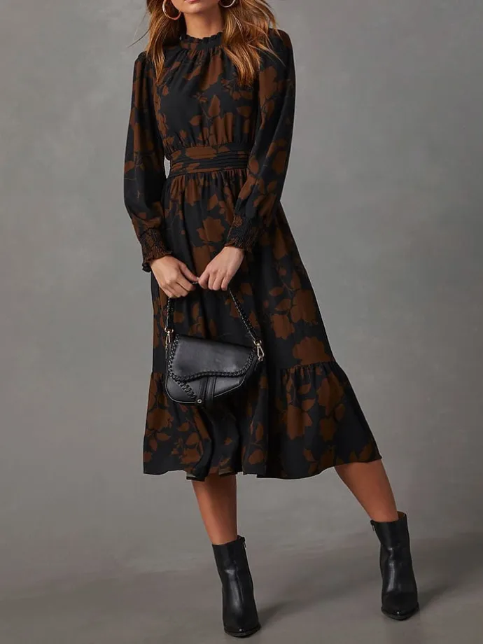 Kleid in Schwarz/ Braun