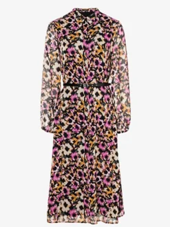 Kleid in Schwarz/ Orange/ Pink