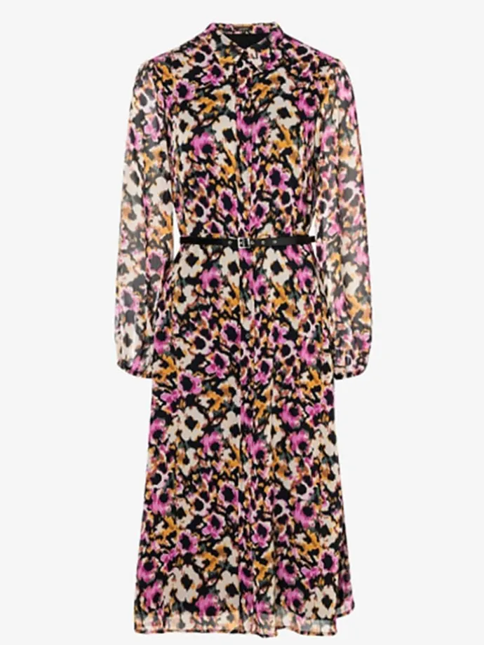 Kleid in Schwarz/ Orange/ Pink