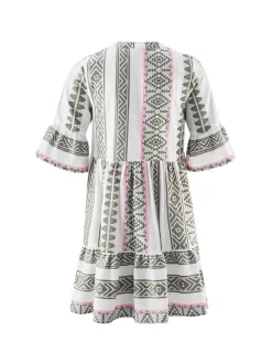 Kleid in Weiß/ Grün/ Rosa