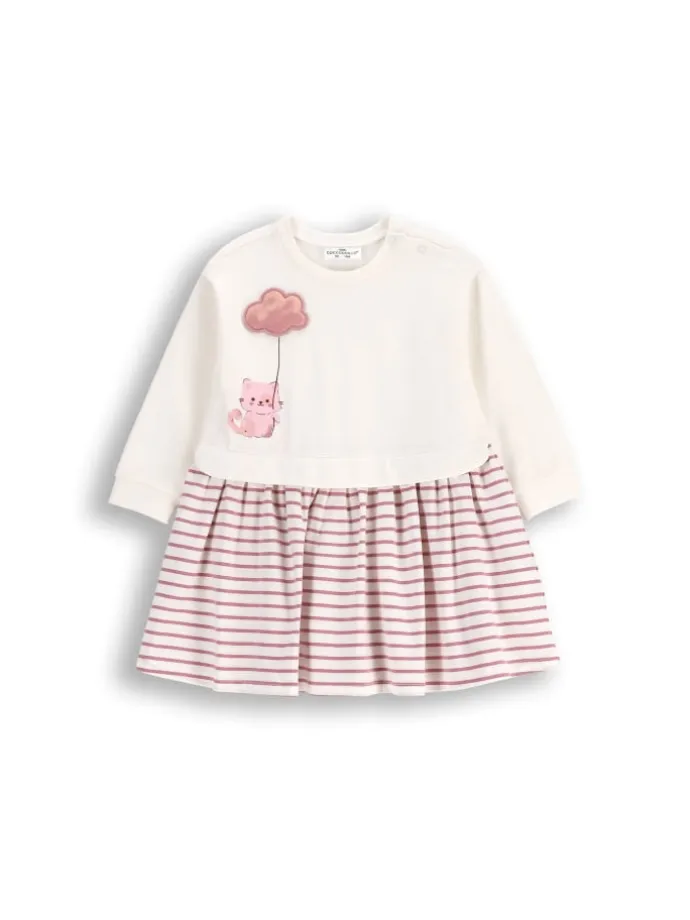 Kleid mit langen Ärmeln in ecru