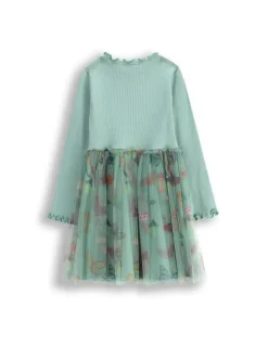 Kleid mit langen Ärmeln in grün