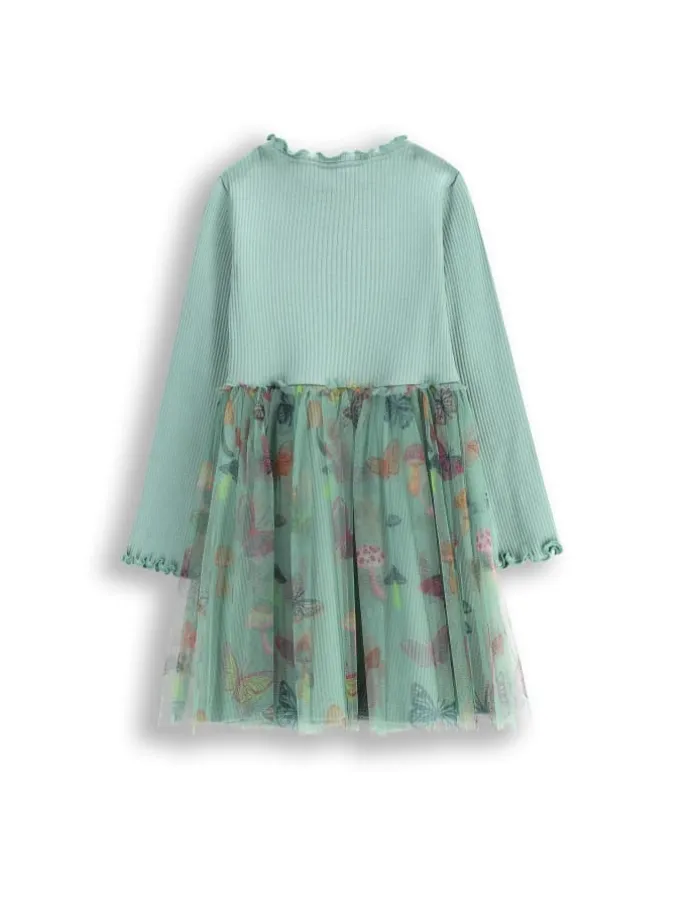 Kleid mit langen Ärmeln in grün
