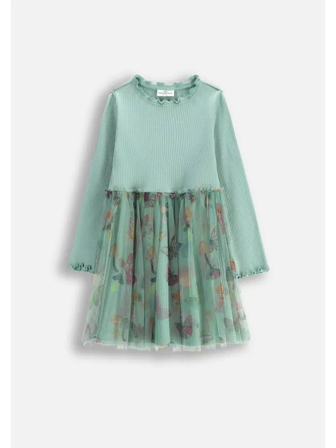 Kleid mit langen Ärmeln in grün