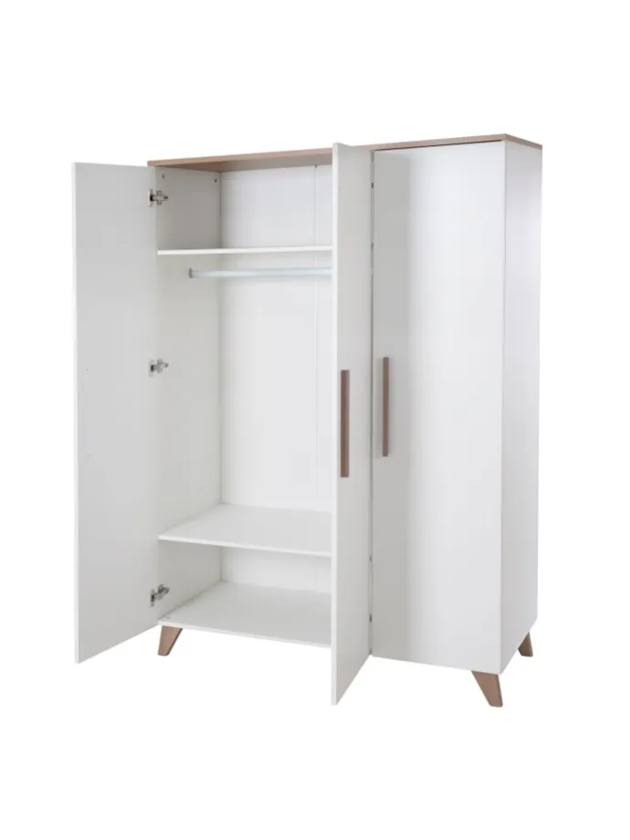 Kleiderschrank Ole 3-türig weiß mit Softclose, 6 Böden