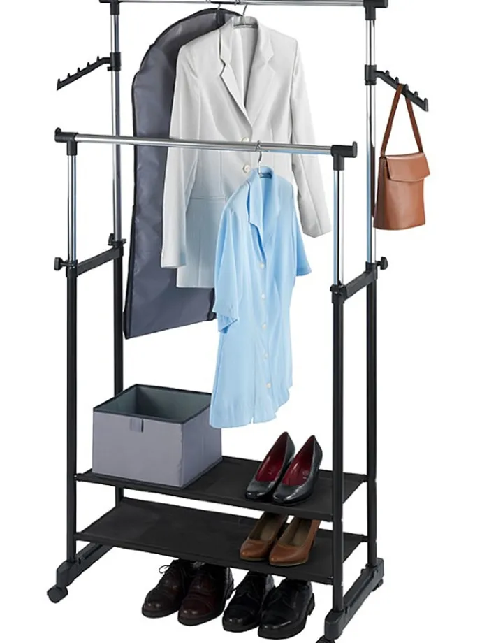 Kleiderstange "All In" in Schwarz/ Chrom - (B)89,5 x (H)169 x (T)43 cm