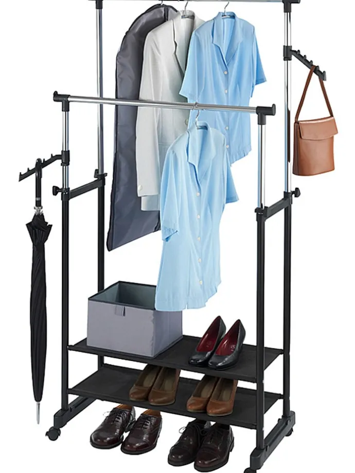 Kleiderstange "All In" in Schwarz/ Chrom - (B)89,5 x (H)169 x (T)43 cm