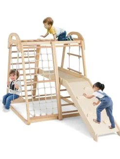 Klettergerüst Indoor 8 in 1 Kinder ab 1 Jahr in Beige