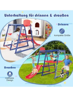Klettergerüst Outdoor 7 in 1 150x142x146cm in Blau