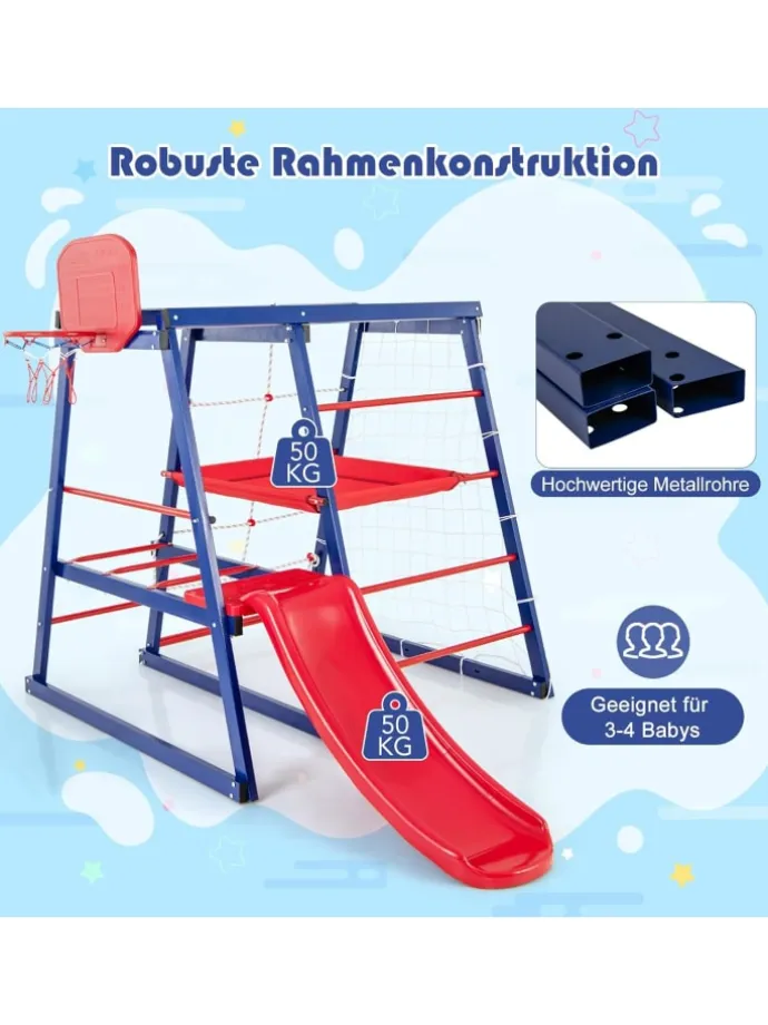 Klettergerüst Outdoor 7 in 1 150x142x146cm in Blau