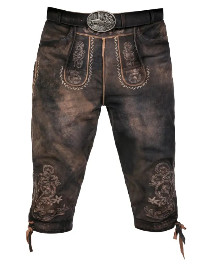 Kniebund Wildbock Lederhose Alex in dunkelbraun