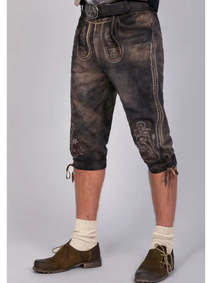 Kniebund Wildbock Lederhose Alex in dunkelbraun