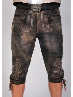 Kniebund Wildbock Lederhose Alex in dunkelbraun