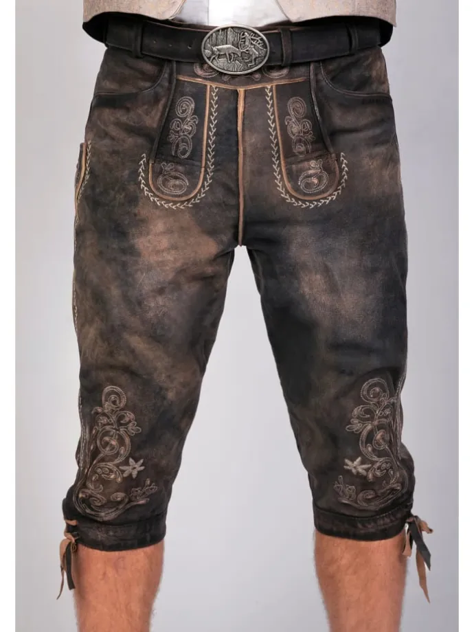 Kniebund Wildbock Lederhose Alex in dunkelbraun