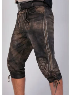 Kniebund Wildbock Lederhose Alex in dunkelbraun