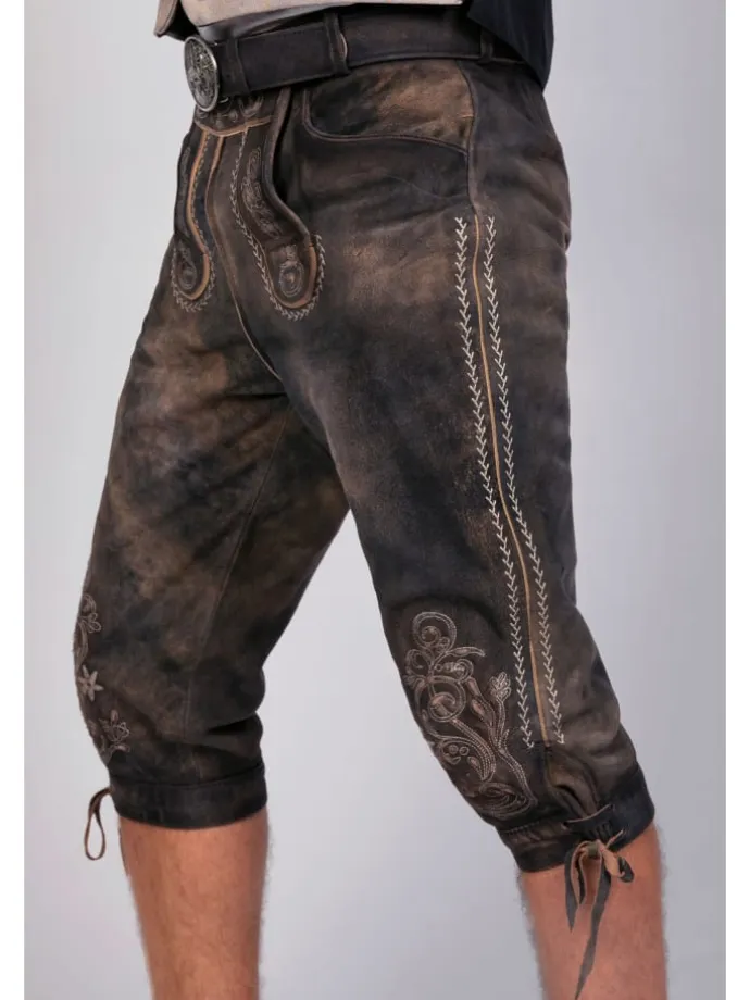 Kniebund Wildbock Lederhose Alex in dunkelbraun