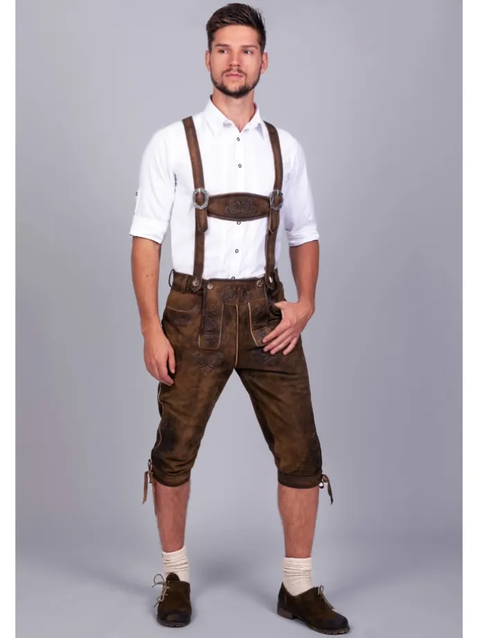 Kniebund Wildbock Lederhose Jan in dunkelbraun