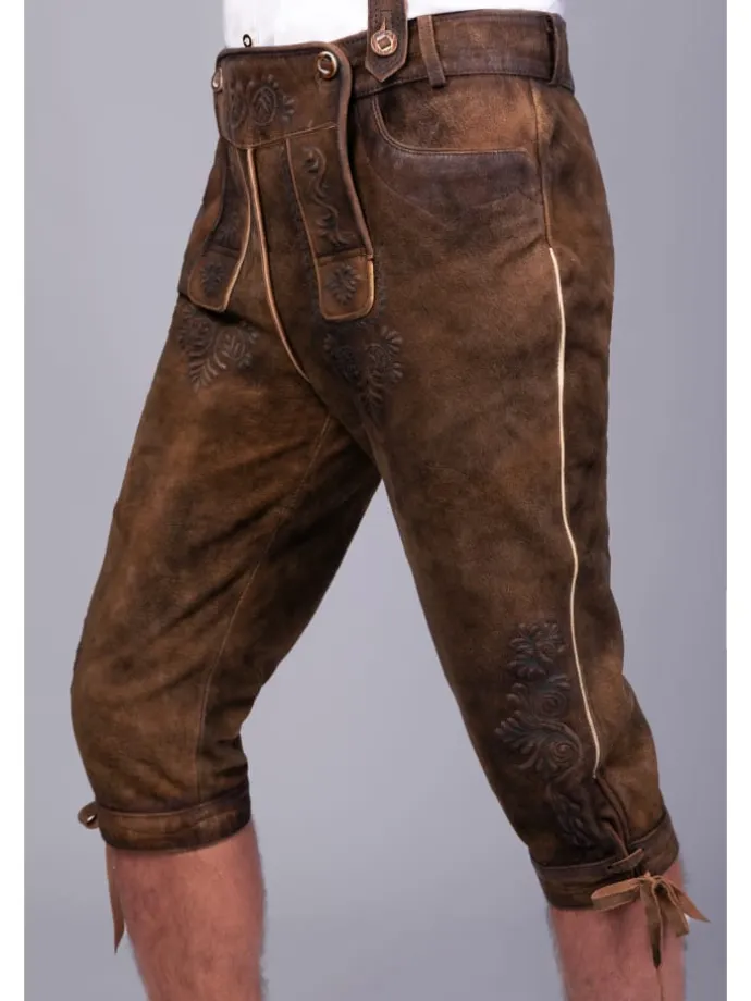 Kniebund Wildbock Lederhose Jan in dunkelbraun