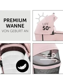 Kombi-Kinderwagen Vision X Silver (Sportwagen in grau,rosa