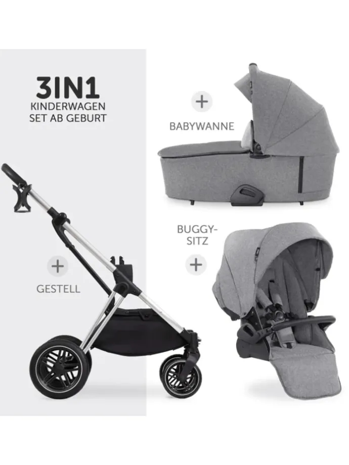 Kombi-Kinderwagen Vision X Duoset Silver in schwarz,grau