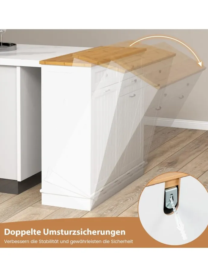 Kommode für 2x40L Mülleimer in Weiß