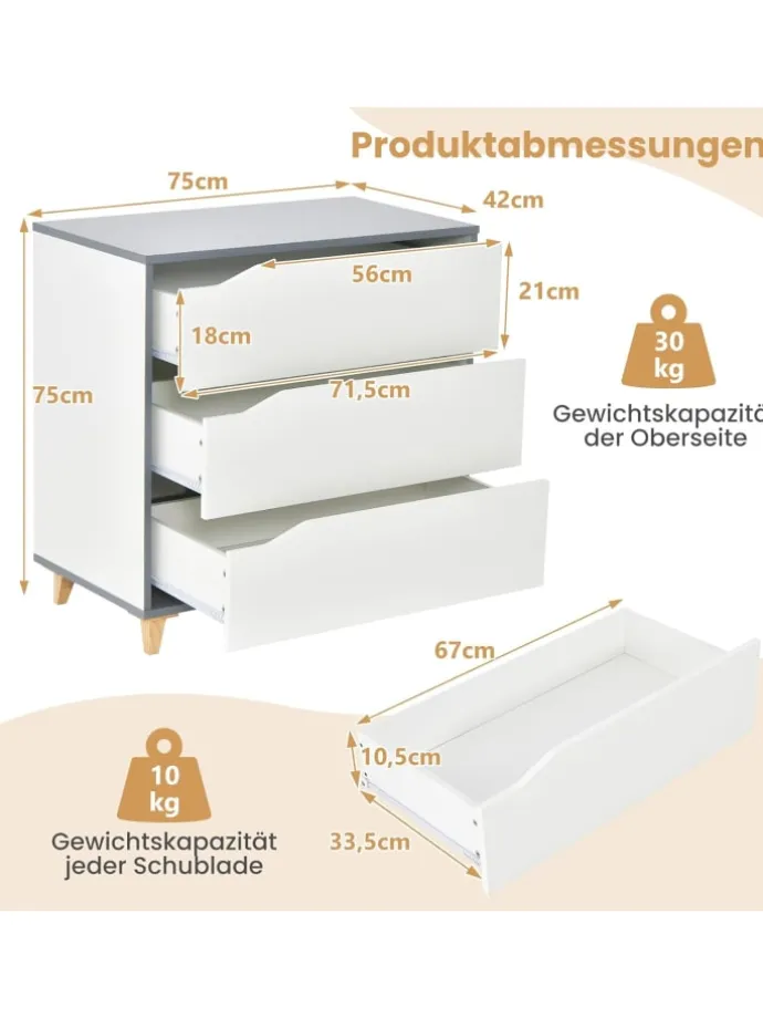 Kommode mit Schubladen in Weiß