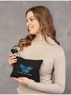Kosmetiktasche in Schwarz - (B)25 x (H)18 cm
