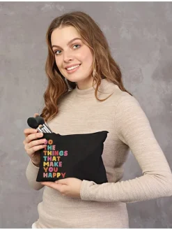 Kosmetiktasche in Schwarz - (B)25 x (H)18 cm