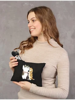 Kosmetiktasche in Schwarz - (B)25 x (H)18 cm